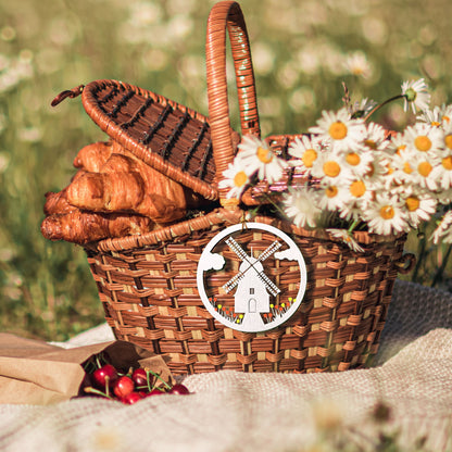 a wicker basket filled with bread and pastries