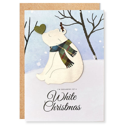 White Christmas Card and Bear Love Ornament