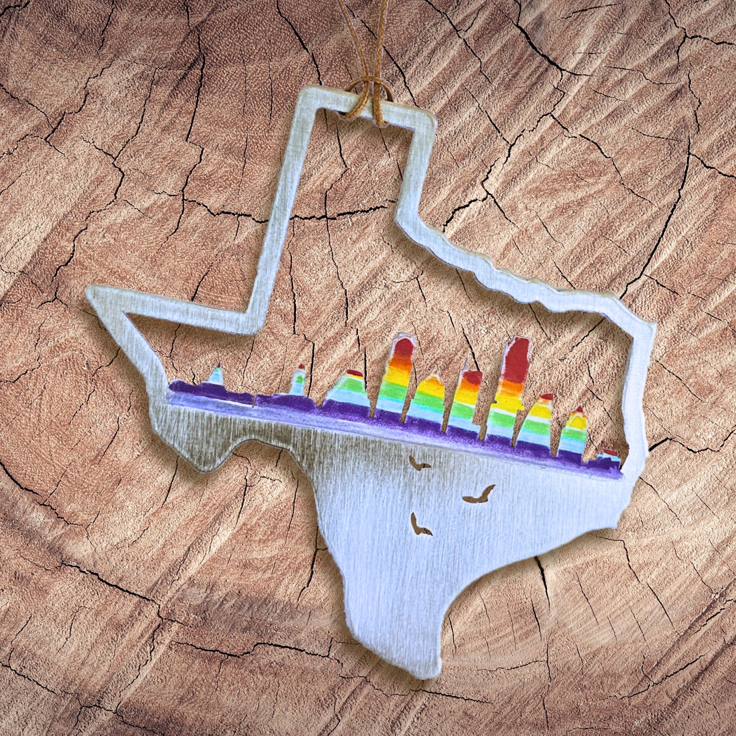 Austin Texas Ornament in Rainbow Colors - Authenticaa