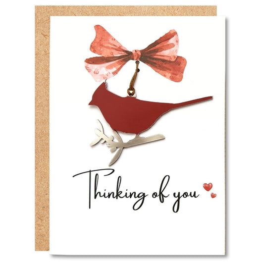 Sympathy greeting card with cardinal ornament