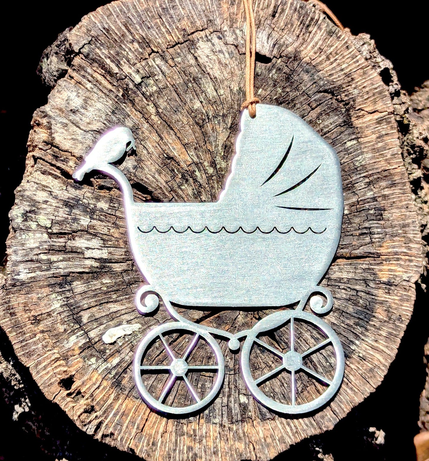 Baby Pram Ornament with optional greeting card - Authenticaa