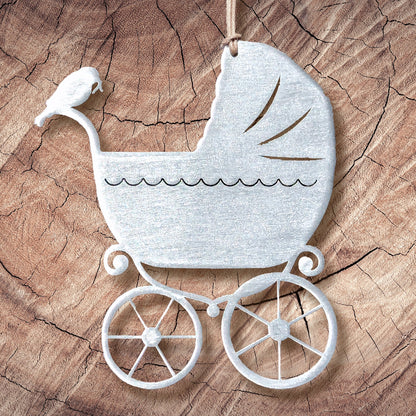 Baby Pram Ornament with optional greeting card - Authenticaa