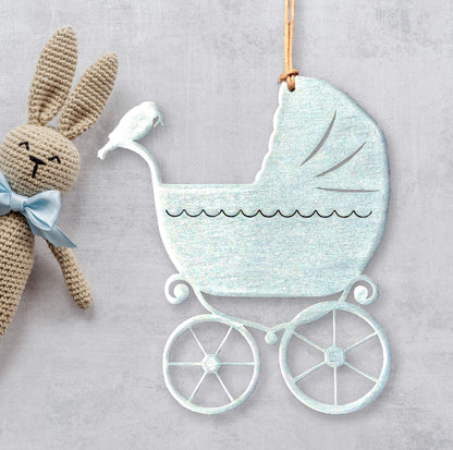 Baby Pram Ornament with optional greeting card - Authenticaa