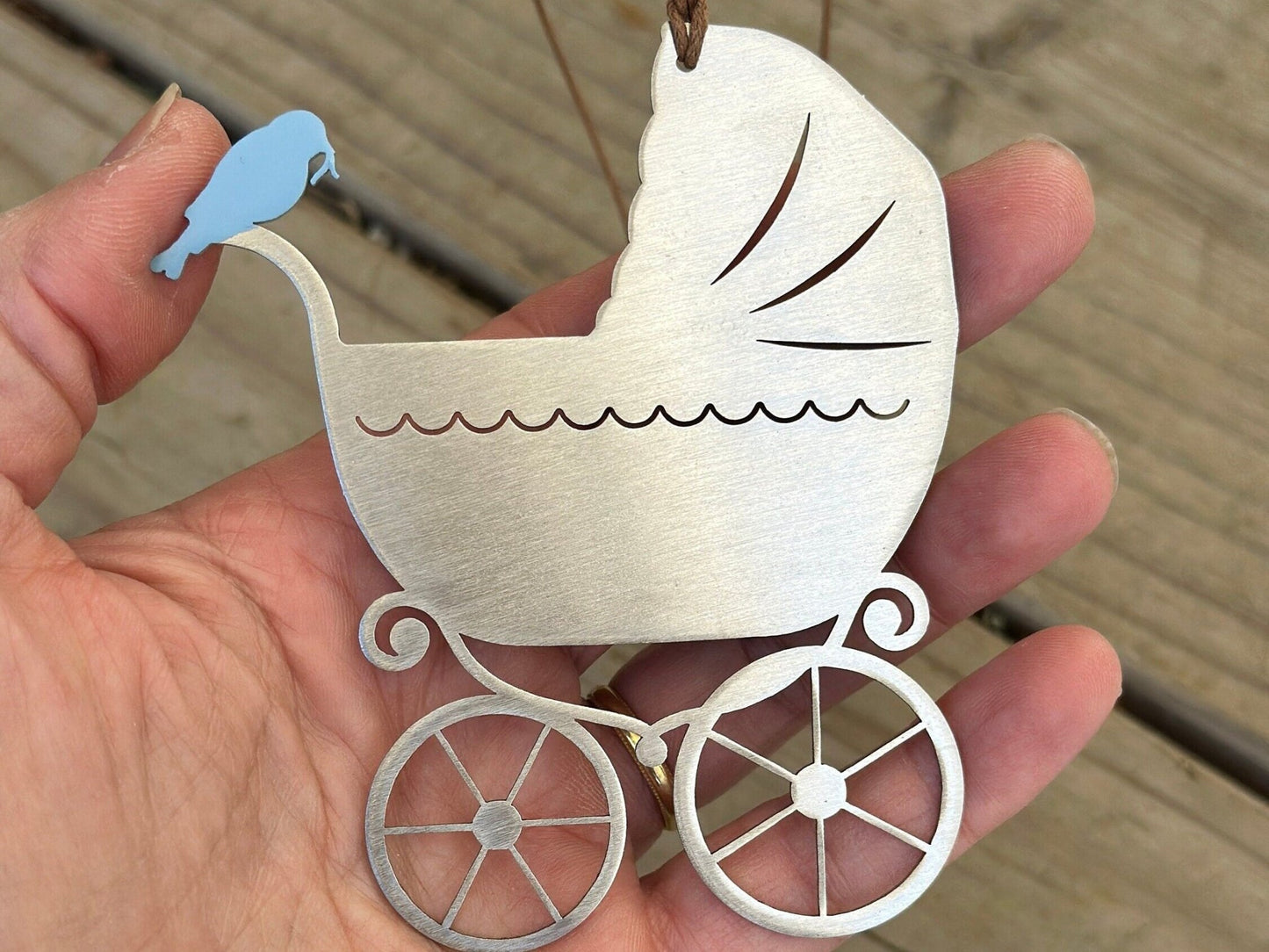 Baby Pram Ornament with optional personalized greeting card - Authenticaa