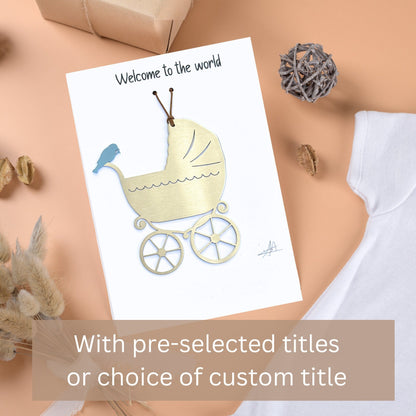 Baby Pram Ornament with optional personalized greeting card - Authenticaa