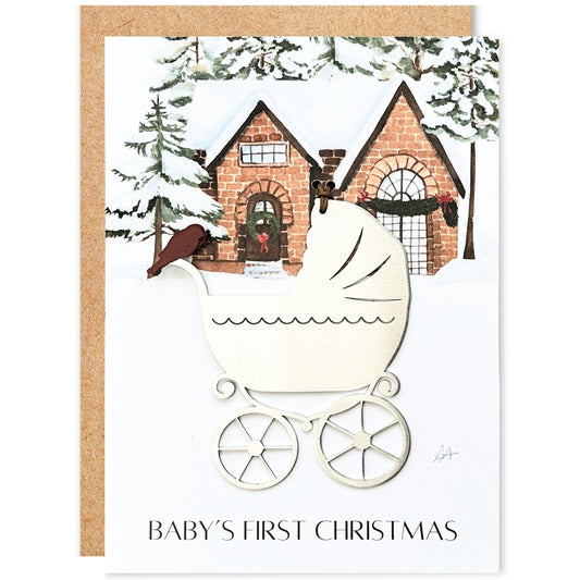 Baby's First Christmas Card and Pram Ornament - Authenticaa