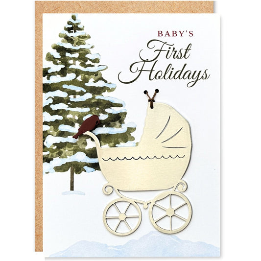 Baby's First Holidays Card and Pram Ornament - Authenticaa