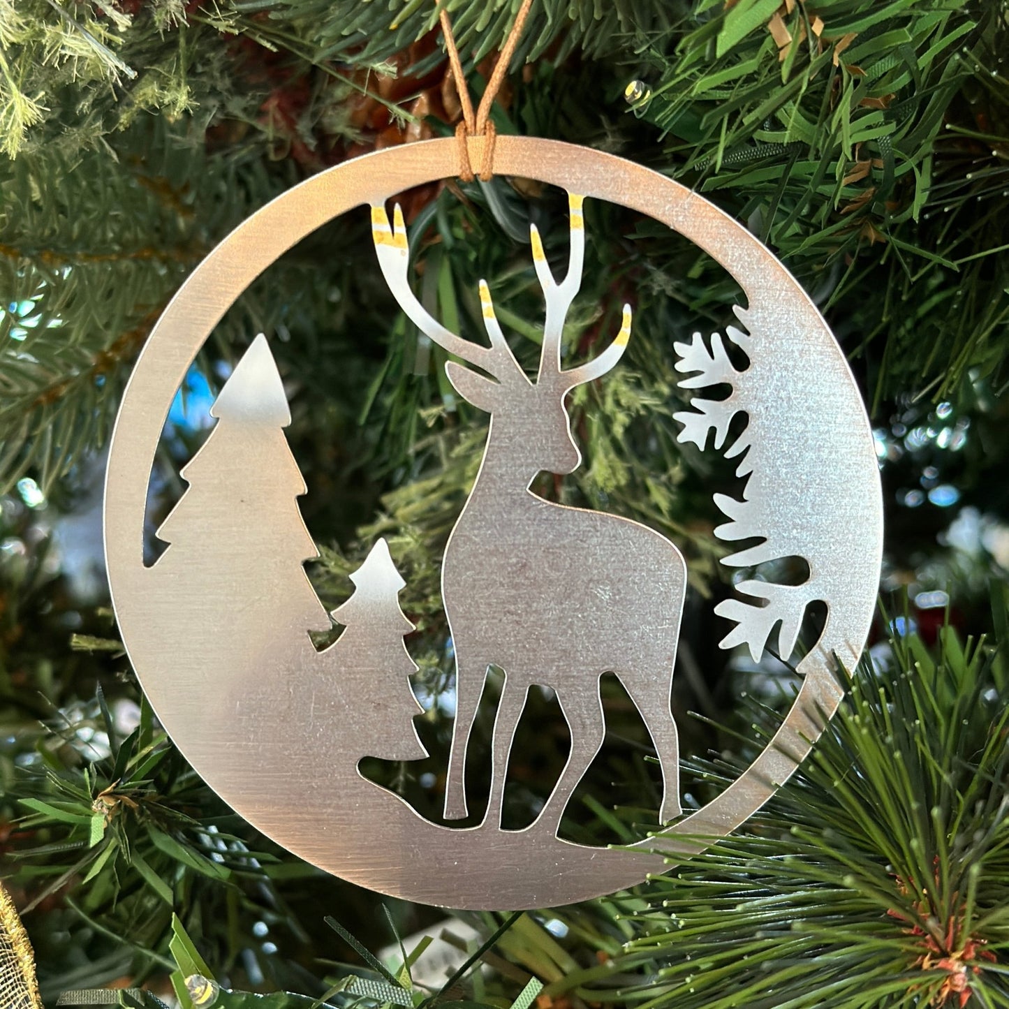 Christmas Card and Reindeer in Forest Ornament - Authenticaa