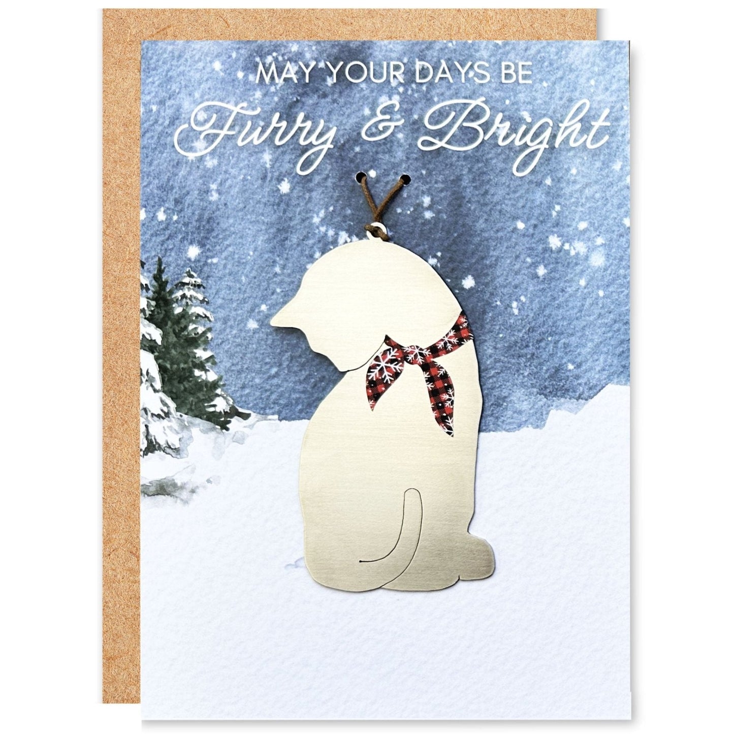 Furry and Bright Holiday Card with Cat Ornament - Authenticaa