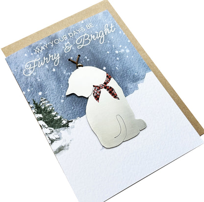 Furry and Bright Holiday Card with Cat Ornament - Authenticaa