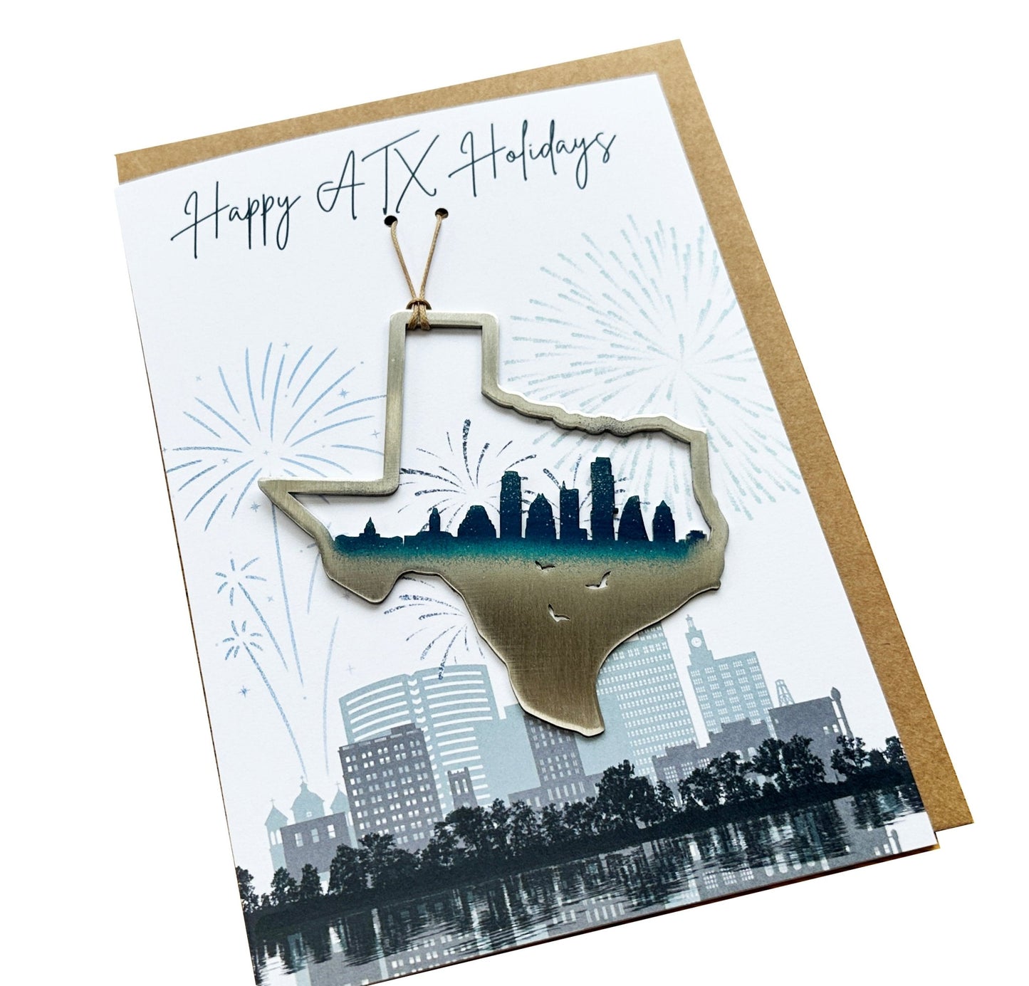 Happy ATX Holidays Card and Austin Skyline Ornament - Authenticaa