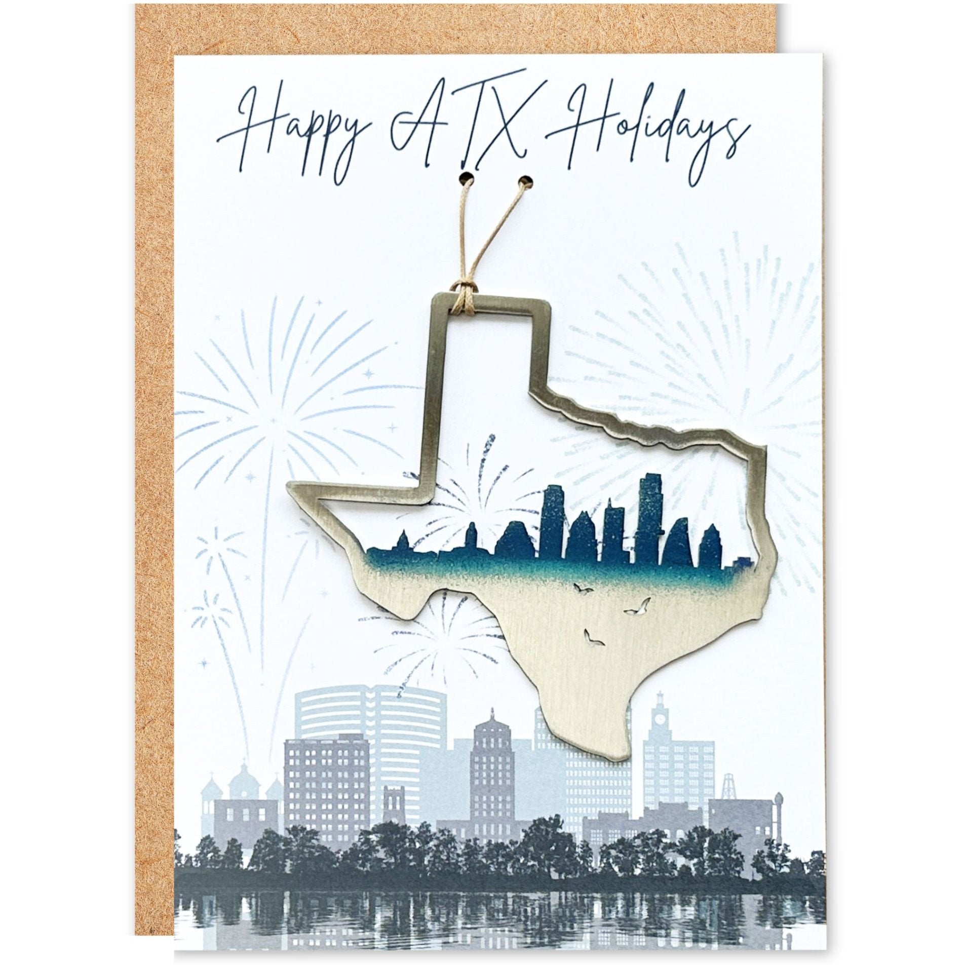 Happy ATX Holidays Card and Austin Skyline Ornament - Authenticaa