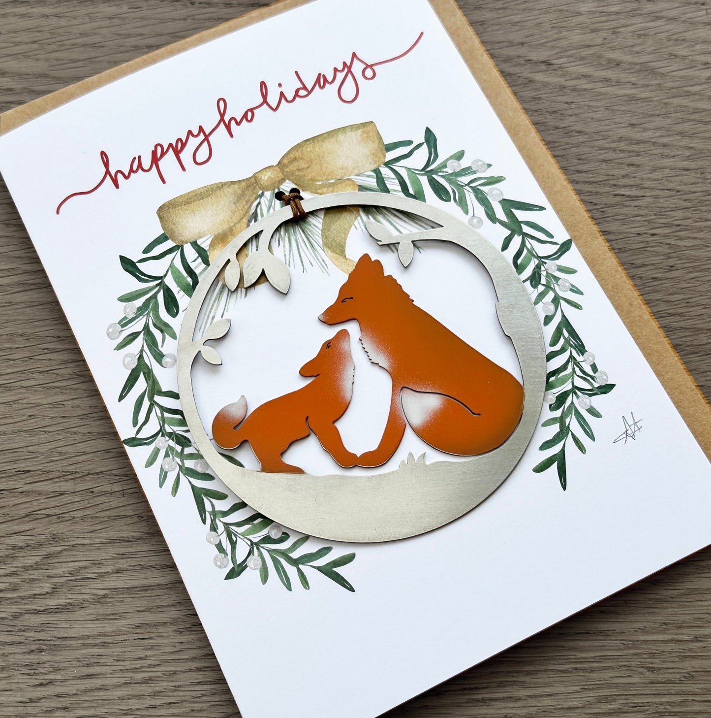 Happy Holidays Card and Fox Ornament - Authenticaa