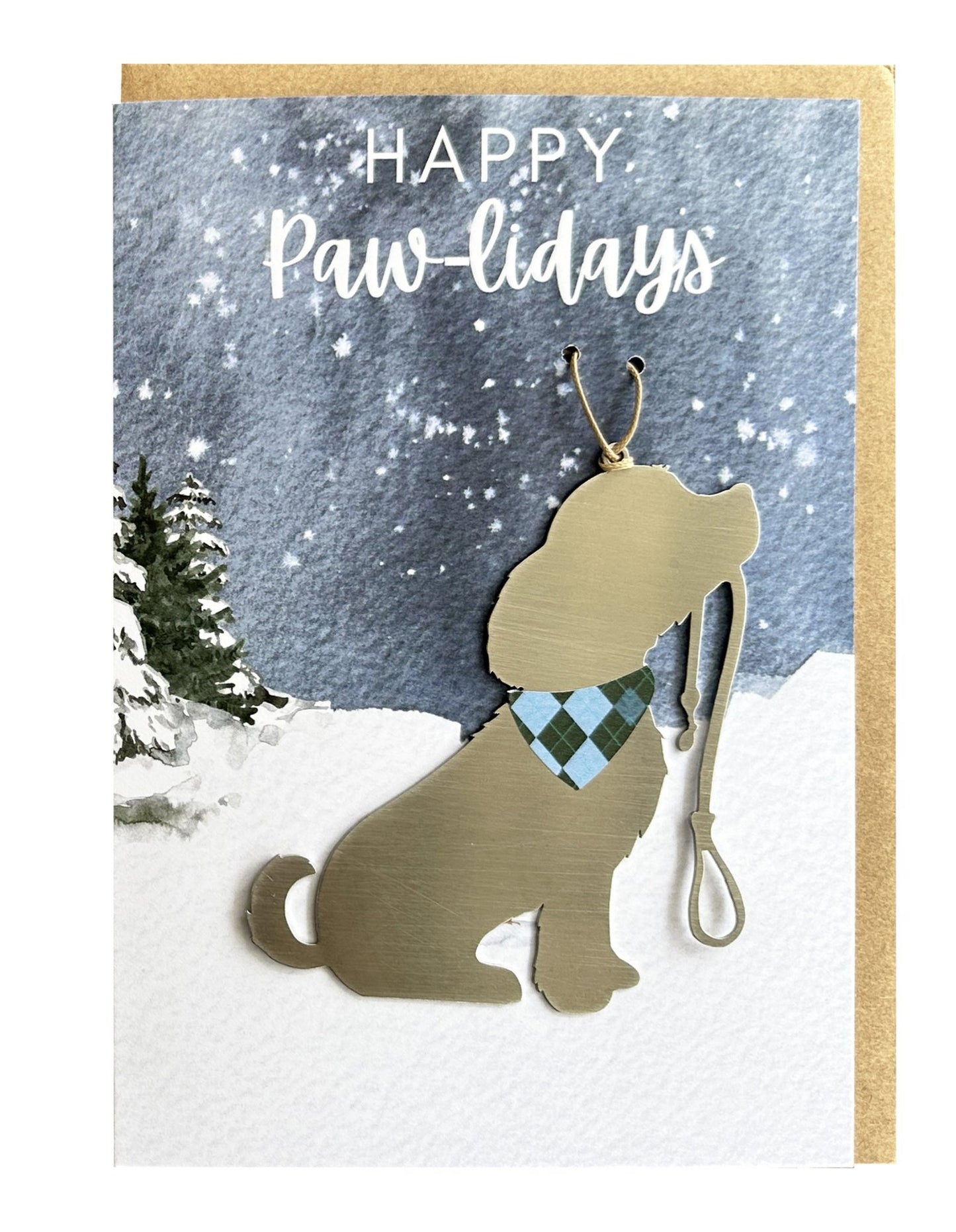 Happy Paw - lidays Card with Dog Ornament - Authenticaa