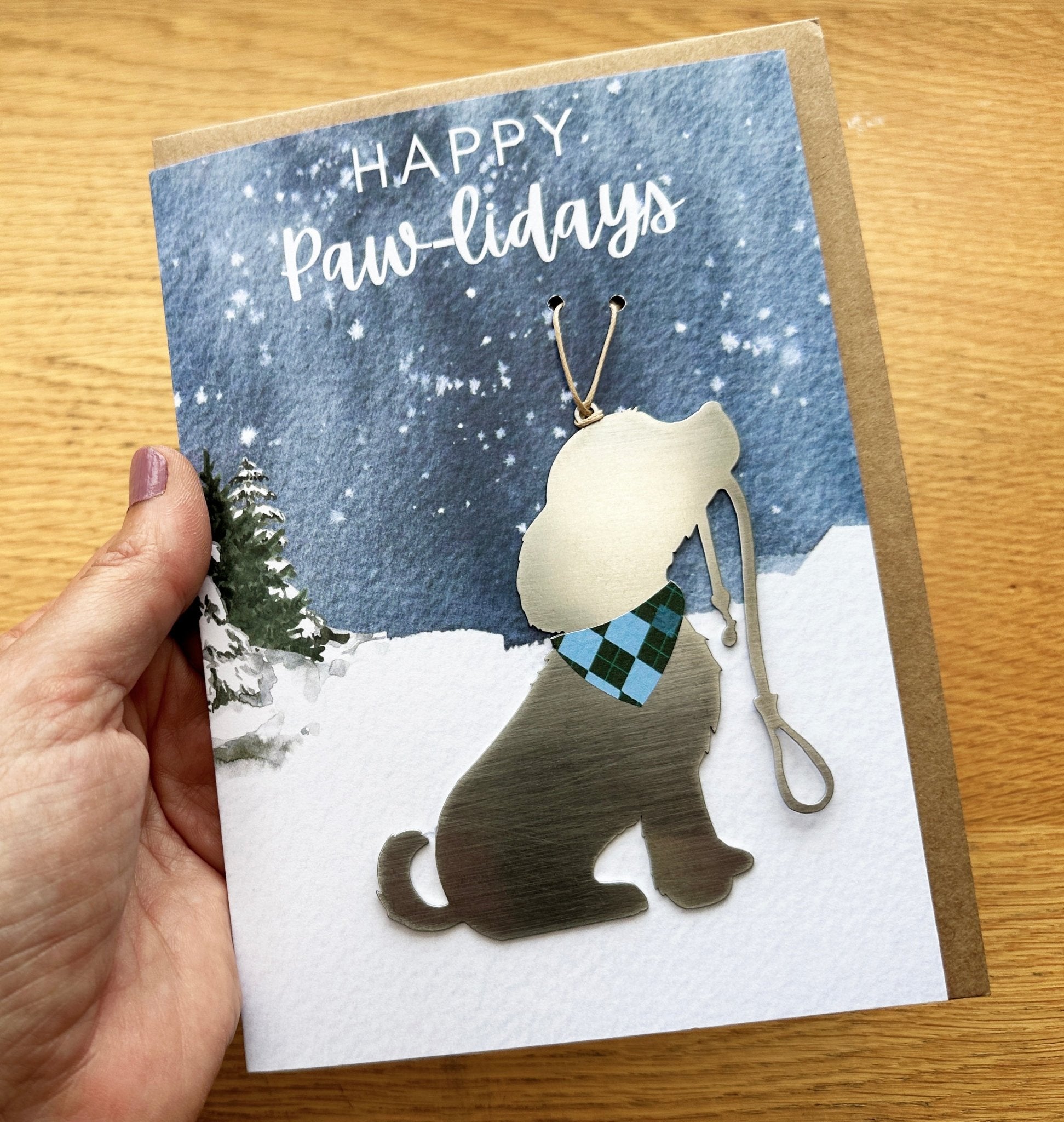 Happy Paw - lidays Card with Dog Ornament - Authenticaa