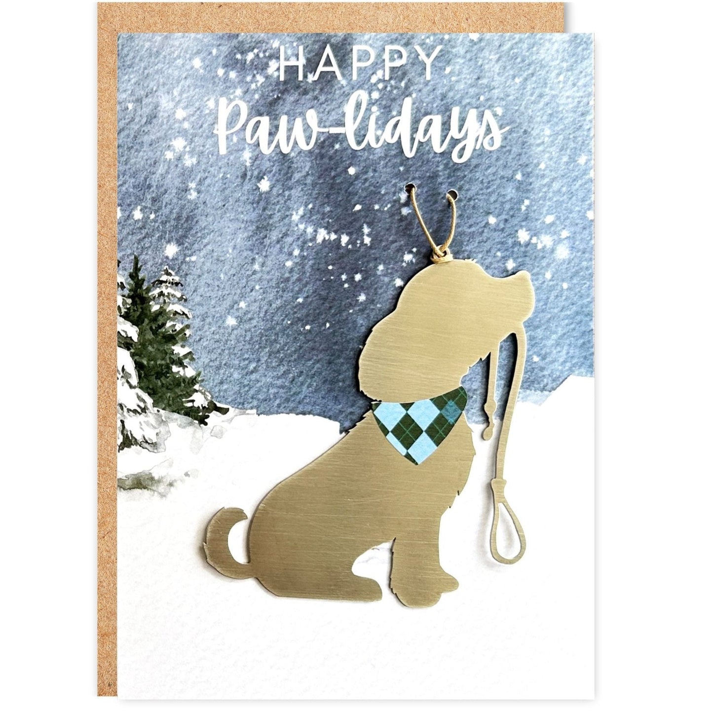 Happy Paw - lidays Card with Dog Ornament - Authenticaa