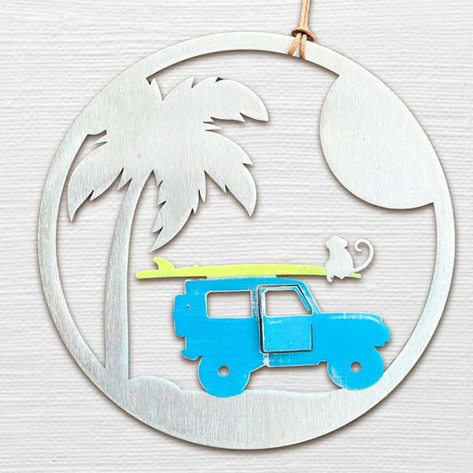 Jeep N Surf Ornament with optional greeting card - Authenticaa