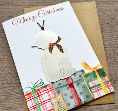 Meowy Christmas Card with Cat Ornament - Authenticaa