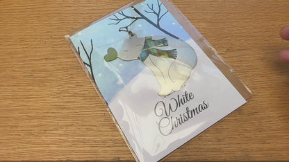 White Christmas Card and Bear Love Ornament