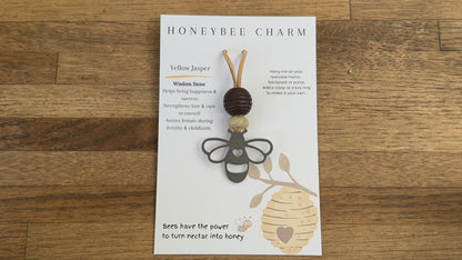 Honeybee  Charm with Yellow Jade Gemstone