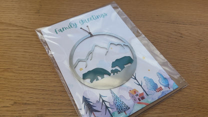 Family Greetings Card with Bear Family Ornament