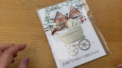 Baby's First Christmas Card and Pram Ornament