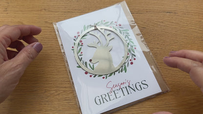 Season's Greetings Card and Reindeer ornament