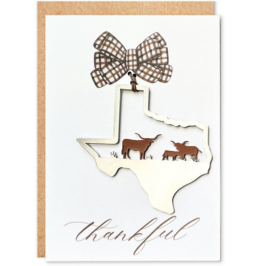 Thankful Card and Texas Longhorn ornament - Authenticaa