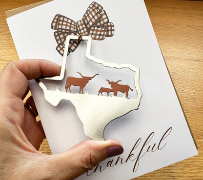 Thankful Card and Texas Longhorn ornament - Authenticaa