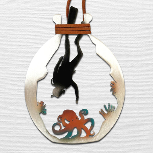 The diver Ornament with optional greeting card - Authenticaa